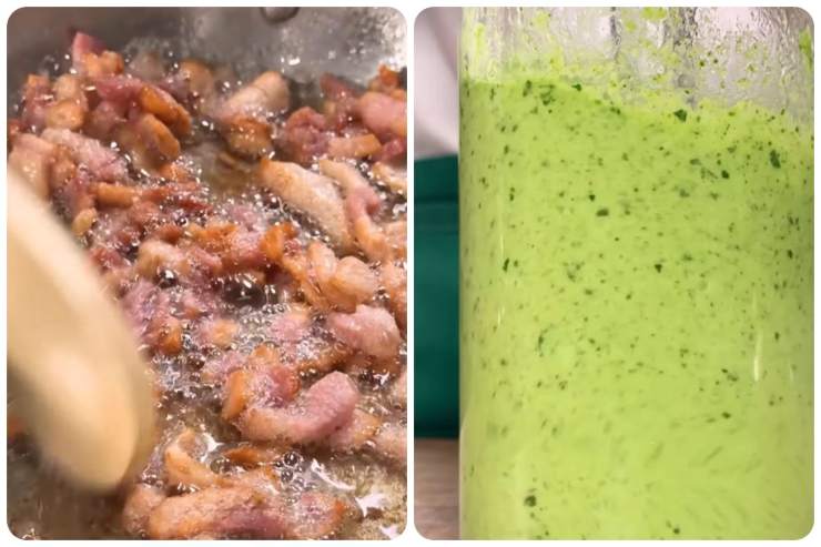 Pancetta e crema verde