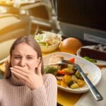 cibo in aereo e donna disgustata